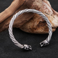 Allfather Odin Wolves Steel Bracelet