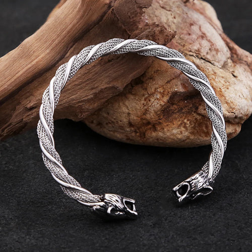 Allfather Odin Wolves Steel Bracelet