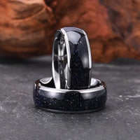 Stars in the North Sky Tungsten Carbide Ring With Blue Sandstone Inlay