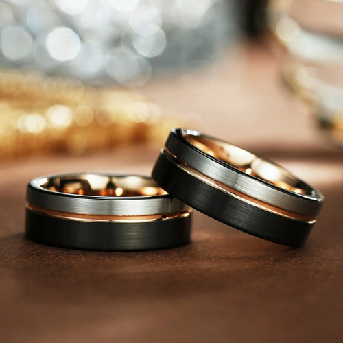 Frigg's Wedding Band With Yellow Golden Inlay - 8mm Tungsten Carbide Ring