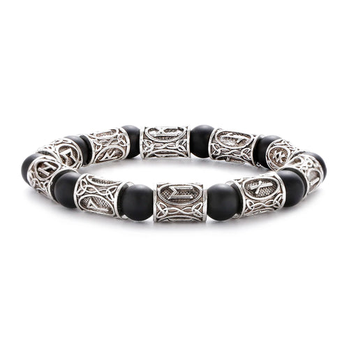 Runes in Lava Stone Bracelet
