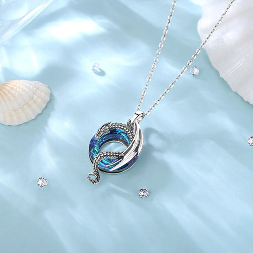 Jormungandr Dragon Circling Midgard 925 Sterling Silver Necklace