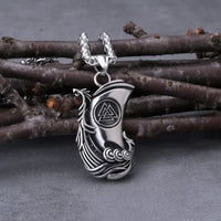 Longship with Valknut stainless Steel Necklace