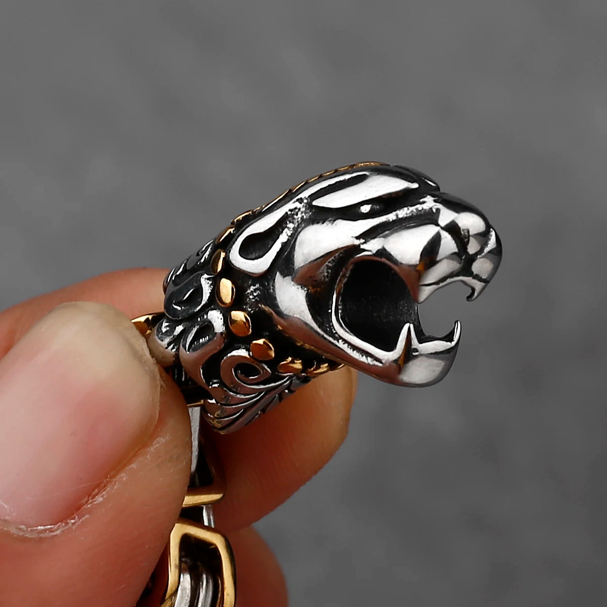 Freya Cat with Runes Steel Bracelet