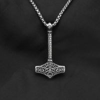 Mjolnir with Longer Handle Stainless Steel Necklace