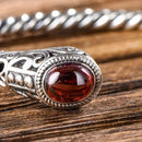 Embers From Muspelheim 925 Sterling Silver Bracelet with Natural Red Garnet or Calcedony Stones
