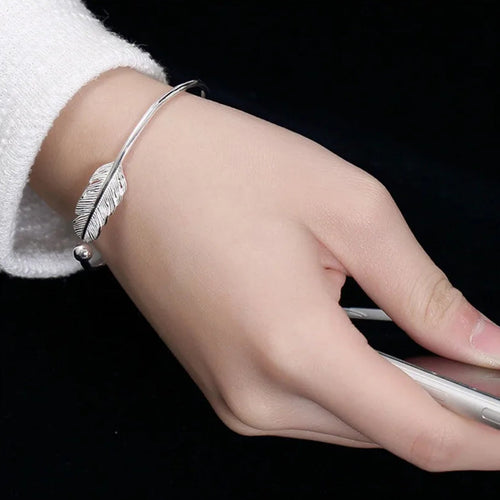 Feathers of Freyja’s Falcon 990 Silver Bracelet