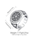 Vegvisir the Viking Compass Adjustable 925 Sterling Silver Ring