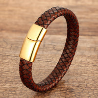 Warrior Braided Wristband Genuine Leather Bracelet