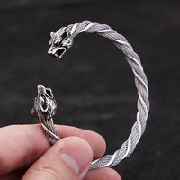 Allfather Odin Wolves Steel Bracelet