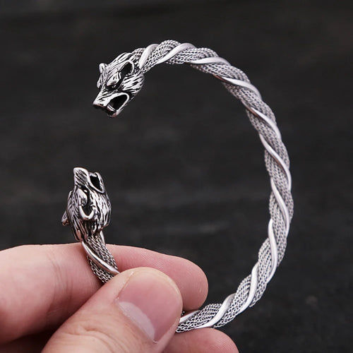 Allfather Odin Wolves Steel Bracelet