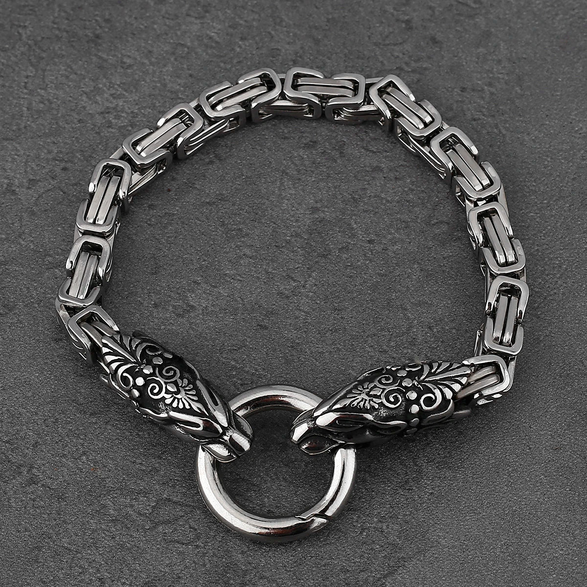 Freya Cat with Runes Steel Bracelet