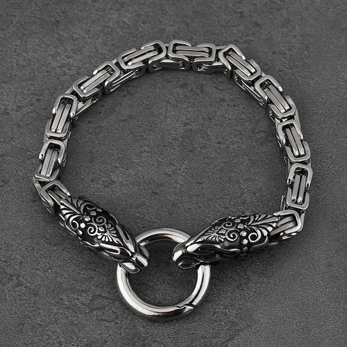 Freya Cat with Runes Steel Bracelet