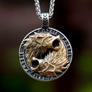 Fenrir Wolf with Aegishjalmur Stainless Steel Pendant Necklace