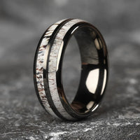 Frigg's Rope Tungsten and Deer's Antler Ring