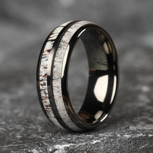 Frigg's Rope Tungsten and Deer's Antler Ring