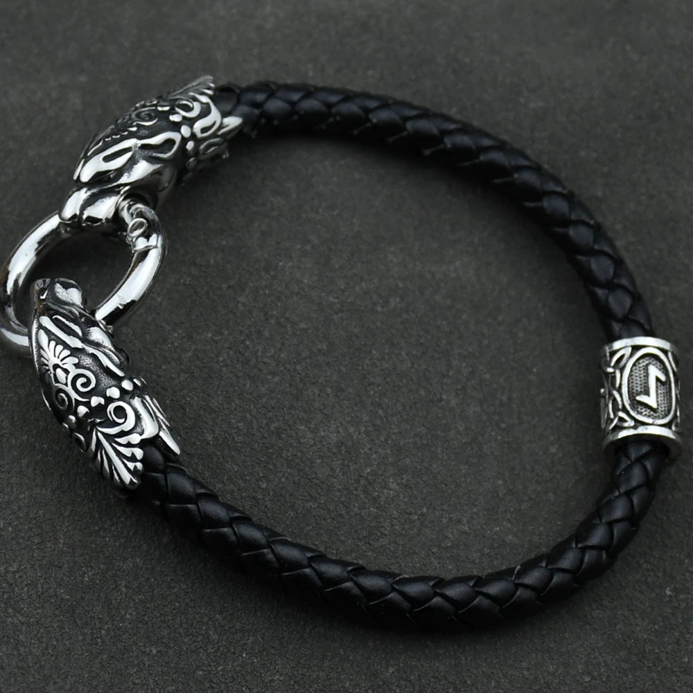 Freya Cat with Runes Steel Bracelet