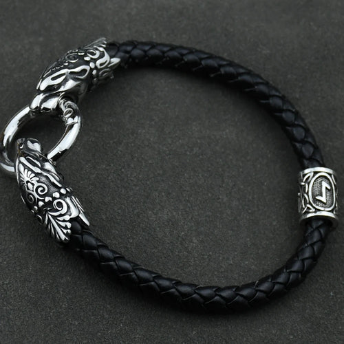 Freya Cat with Runes Steel Bracelet
