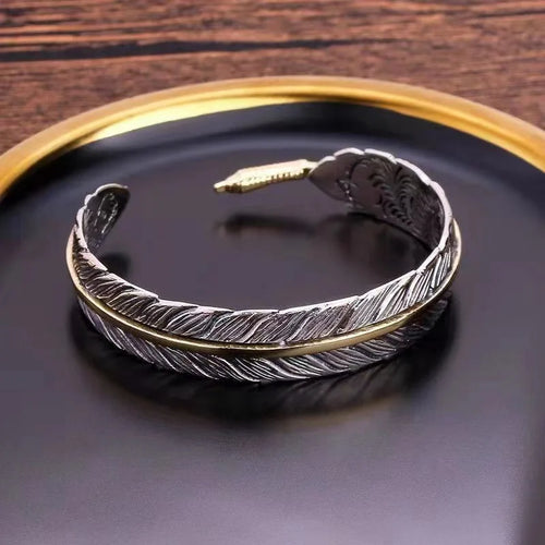 Feather of the Norse Hawk Steel Bracelet