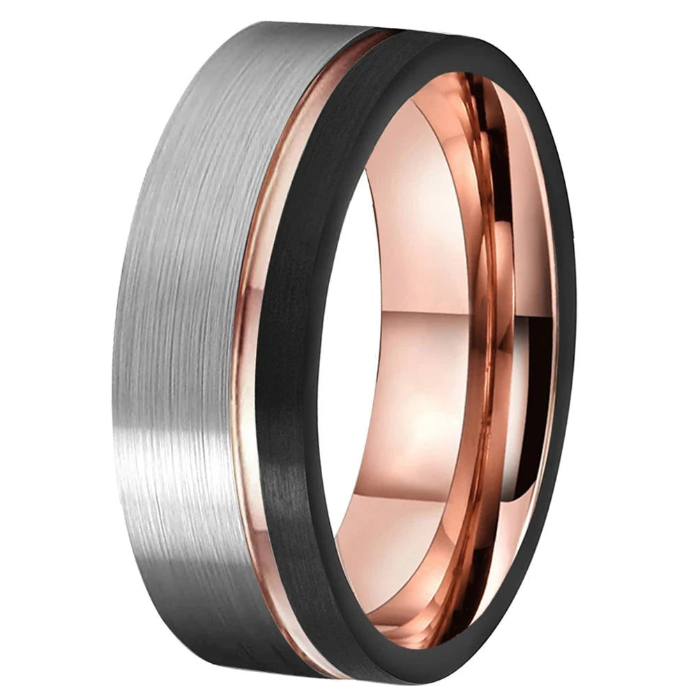 Frigg's Wedding Band With Golden Inlay - 8mm Tungsten Carbide Ring