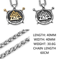 Valknut Sword and Shield Stainless Steel Necklace