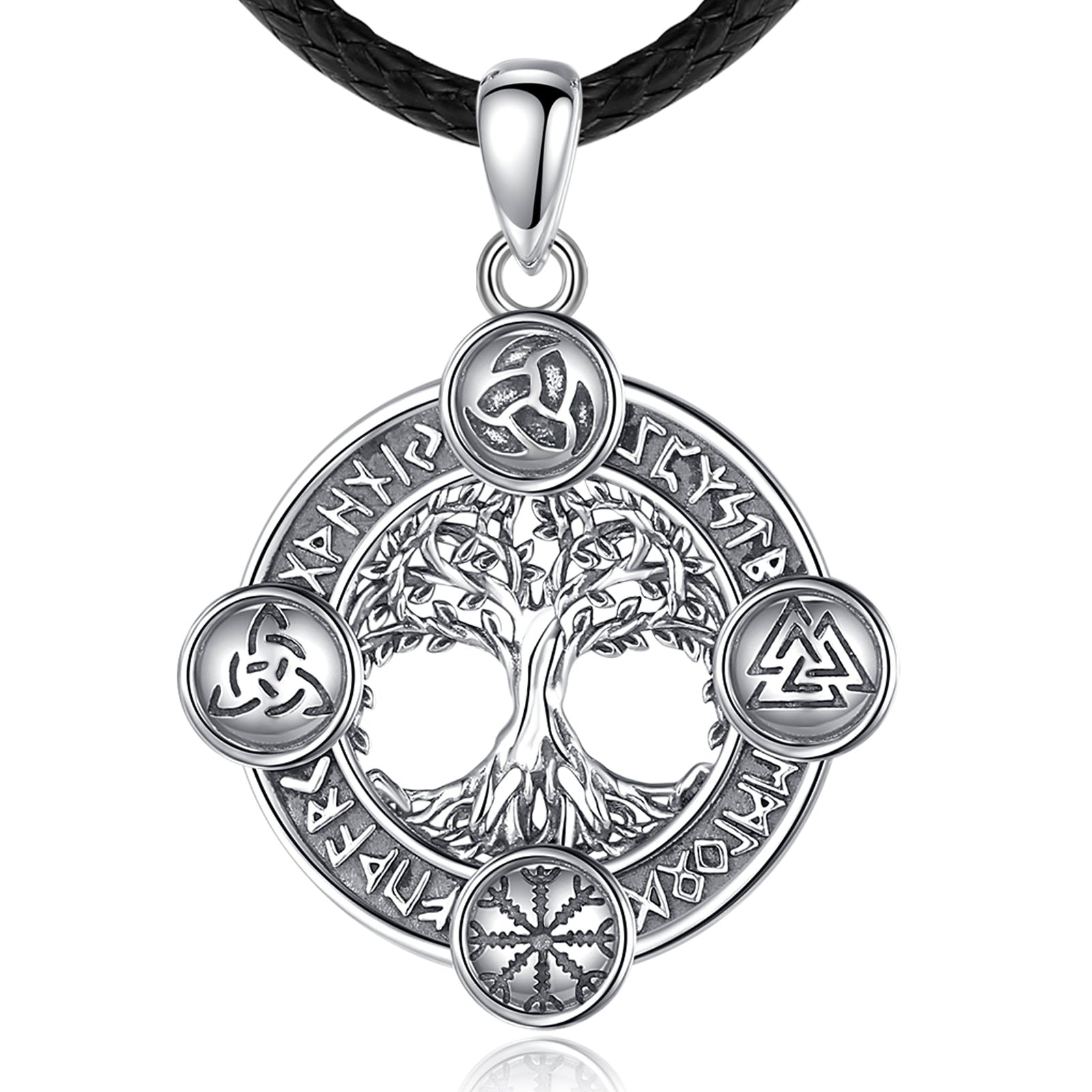 Yggdrasil, The Tree of Life With Runes Necklace in 925 Sterling Silver
