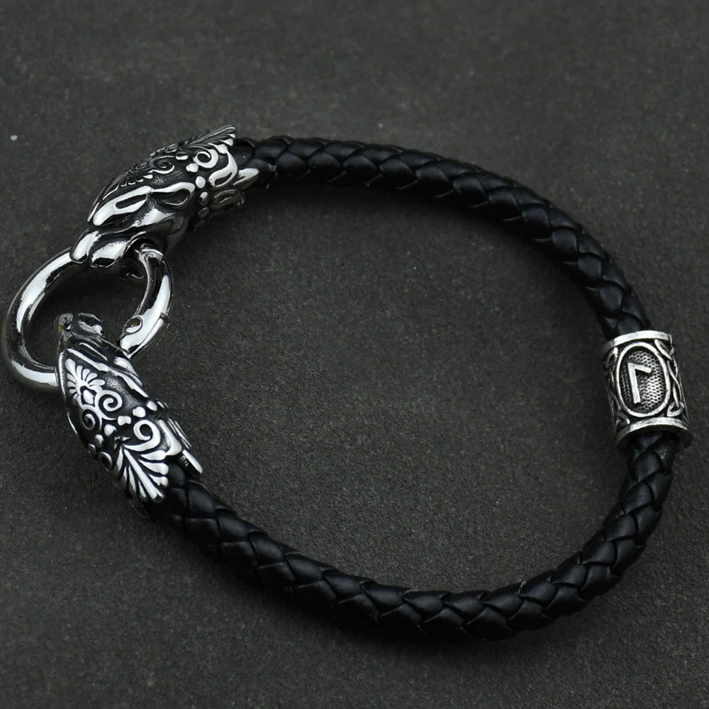 Freya Cat with Runes Steel Bracelet