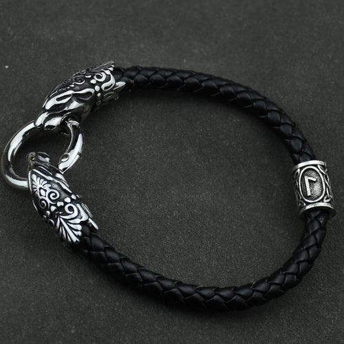 Freya Cat with Runes Steel Bracelet