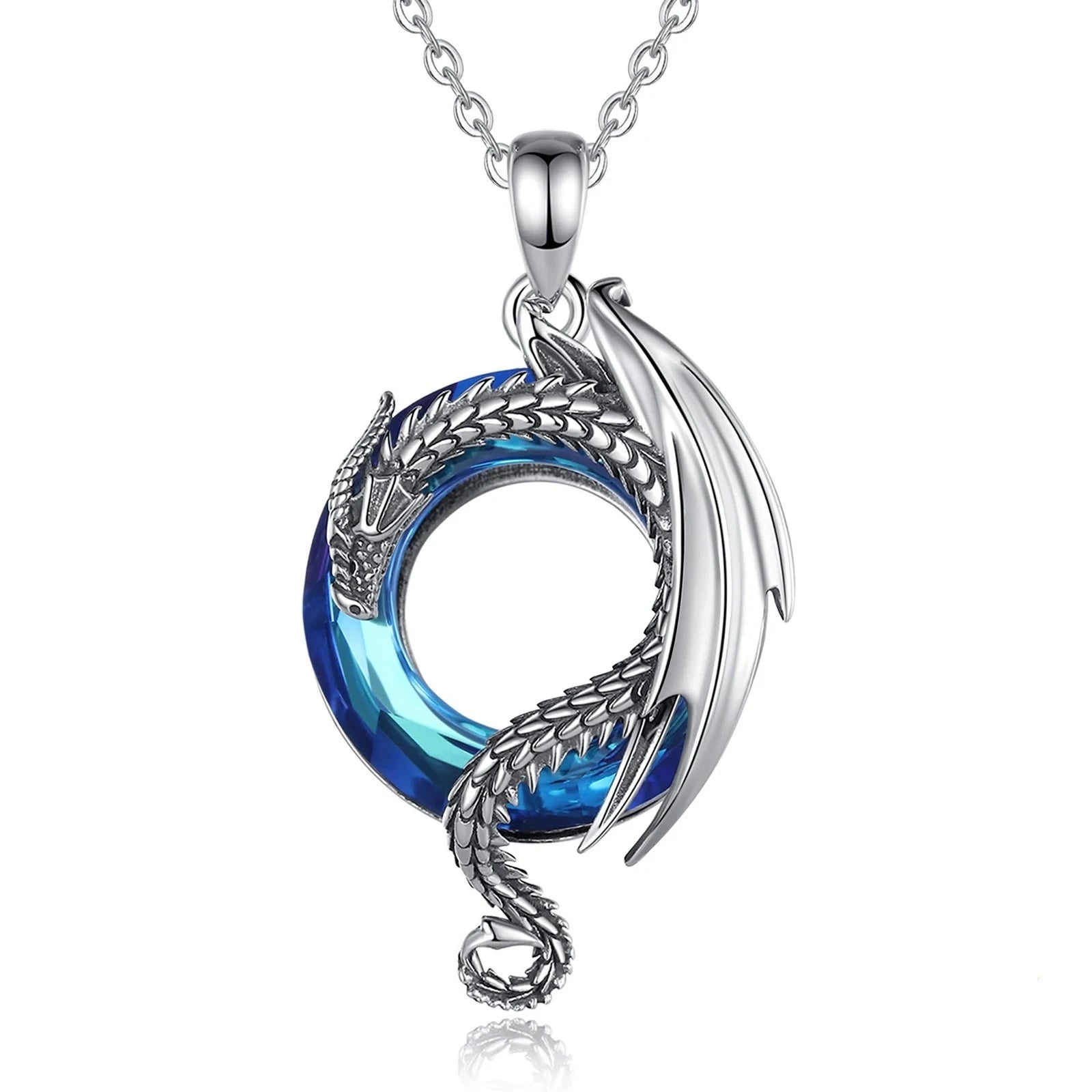 Jormungandr Dragon Circling Midgard 925 Sterling Silver Necklace