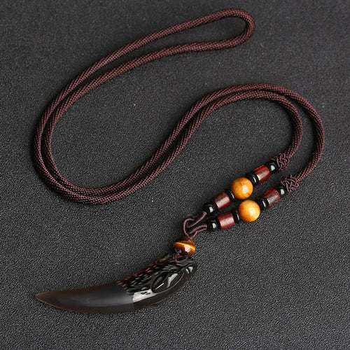 Fenrir Fang - carved Obsidian Necklace