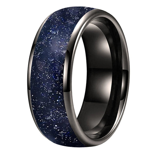 Stars in the North Sky Tungsten Carbide Ring With Blue Sandstone Inlay