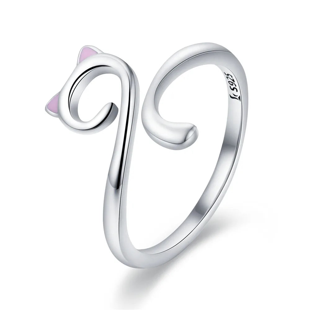 Freya's Cat Adjustable Ring in 925 Silver