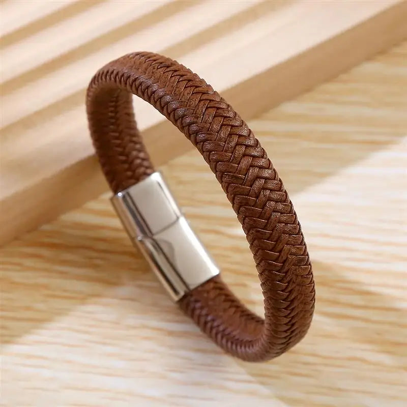 Warrior Braided Wristband Genuine Leather Bracelet