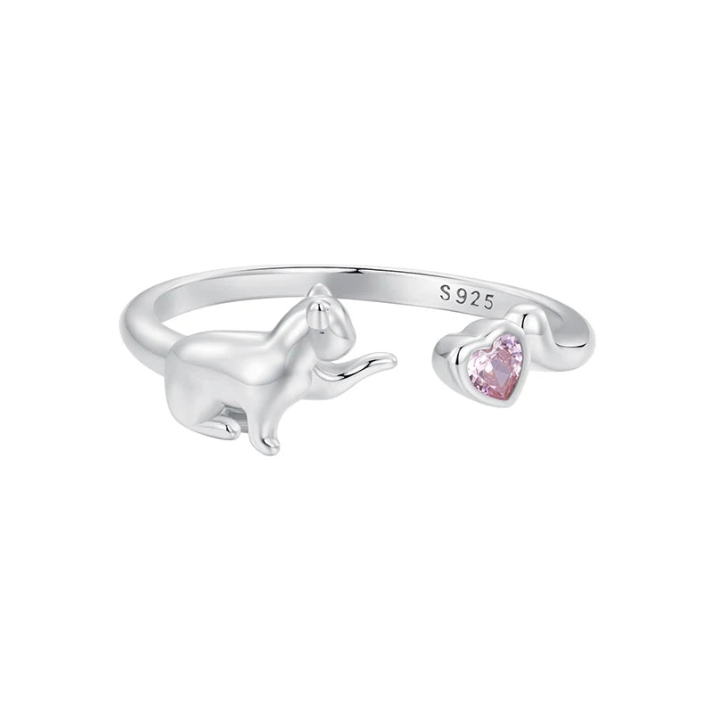 Freya's Cat Adjustable Ring in 925 Silver
