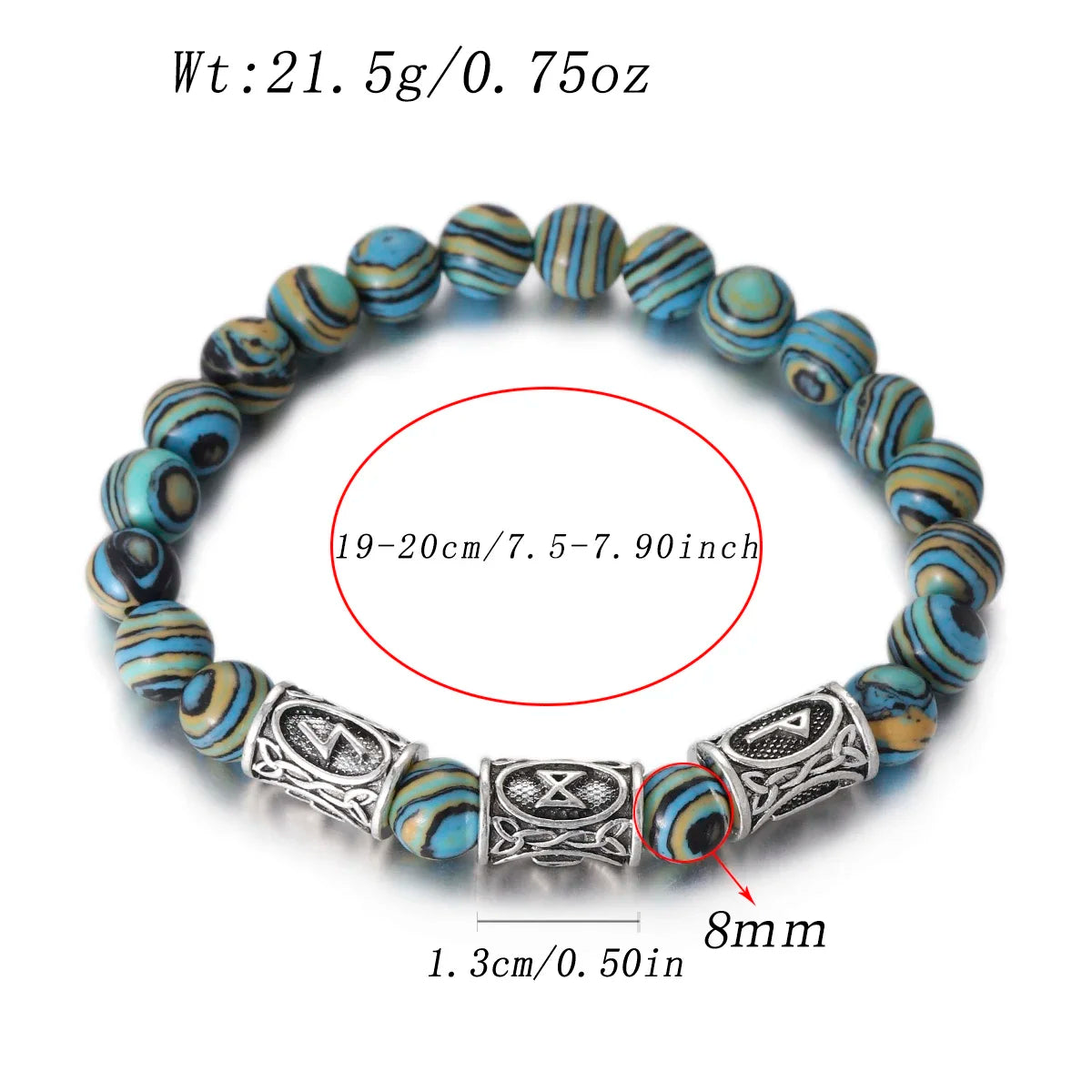 Runes in Lava Stone Bracelet