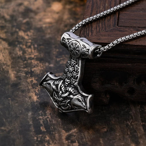 Mjolnir and Thor's Goats Steel Necklace