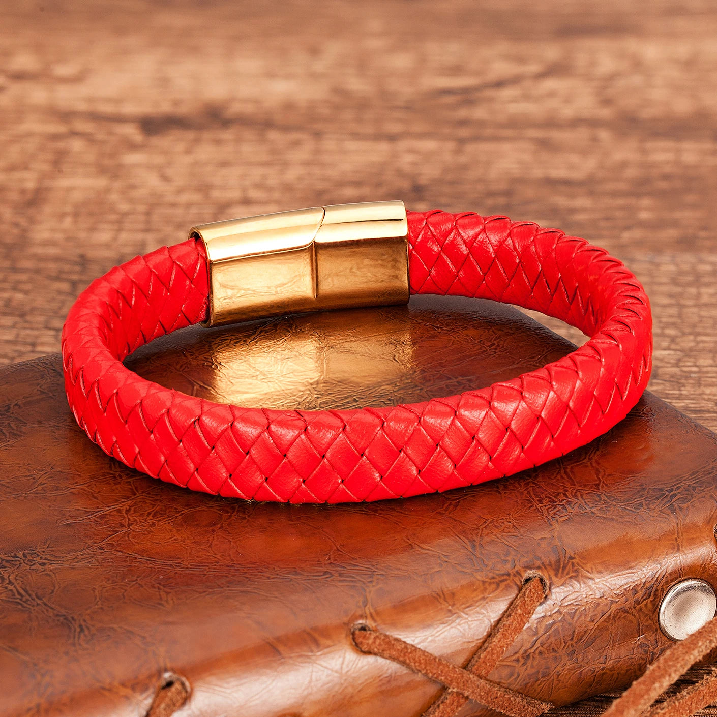 Warrior Braided Wristband Genuine Leather Bracelet