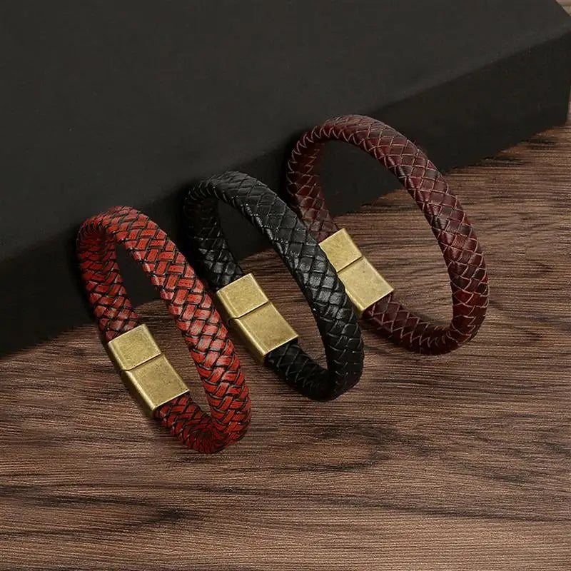 Warrior Braided Wristband Genuine Leather Bracelet