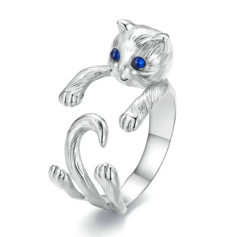 Freya's Cat Adjustable Ring in 925 Silver