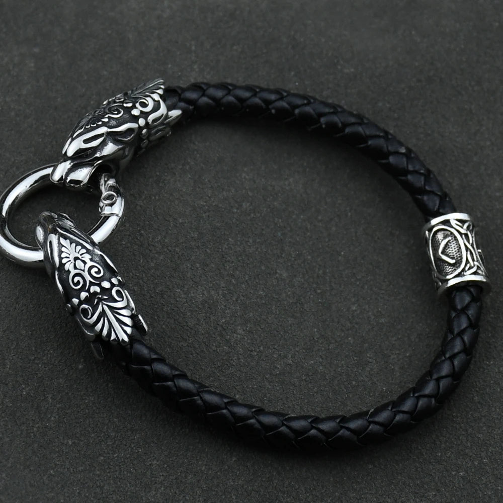 Freya Cat with Runes Steel Bracelet