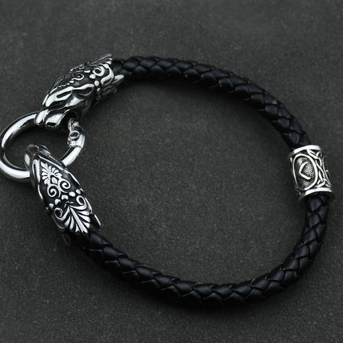 Freya Cat with Runes Steel Bracelet