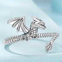 Bague ajustable en argent sterling 925 Aile du Dragon Fafnir