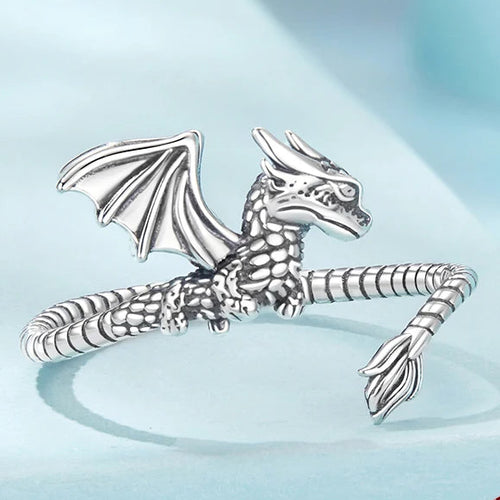 Dragon Fafnir Wing 925 Sterling Silver Adjustable Ring