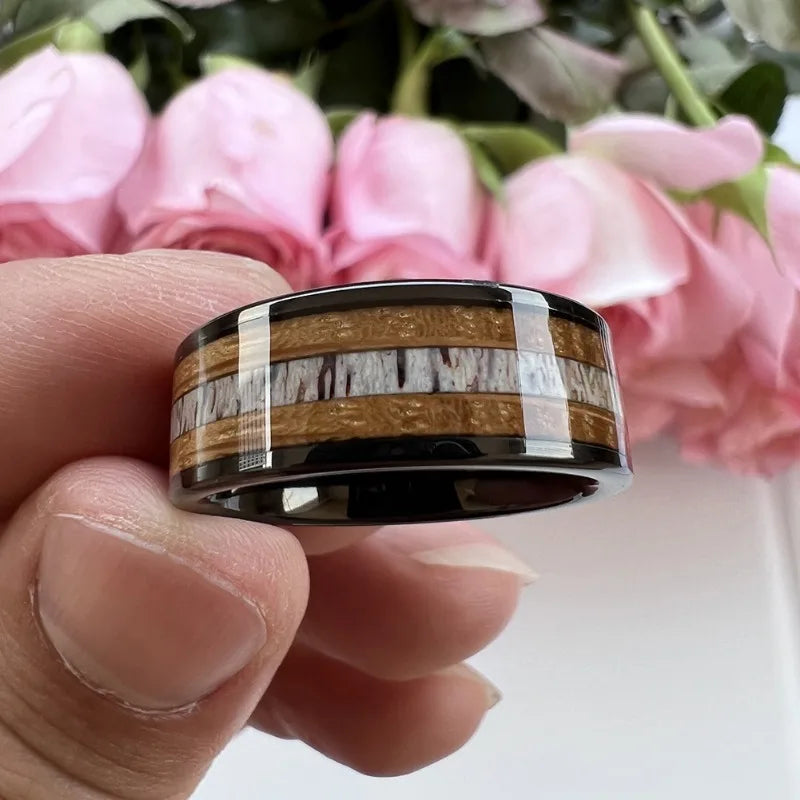 Frigg's Bounty Tungsten and Deer's Antler Wedding Band