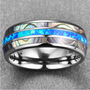Thor Thunder 8mm Tungsten Carbide Ring with Blue Opal and Abalone Shell