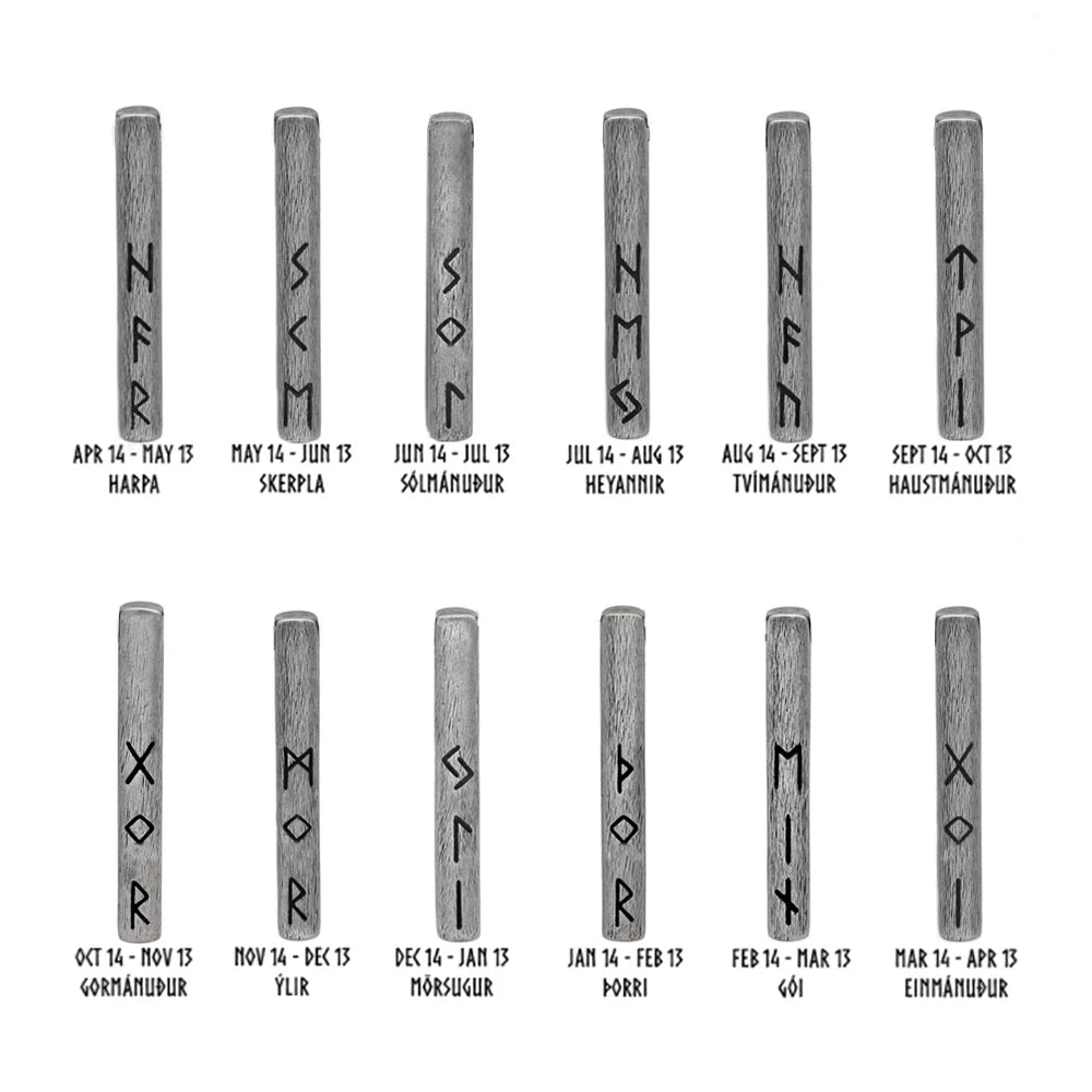 Old Norse Calendar Stainless Steel Pendant