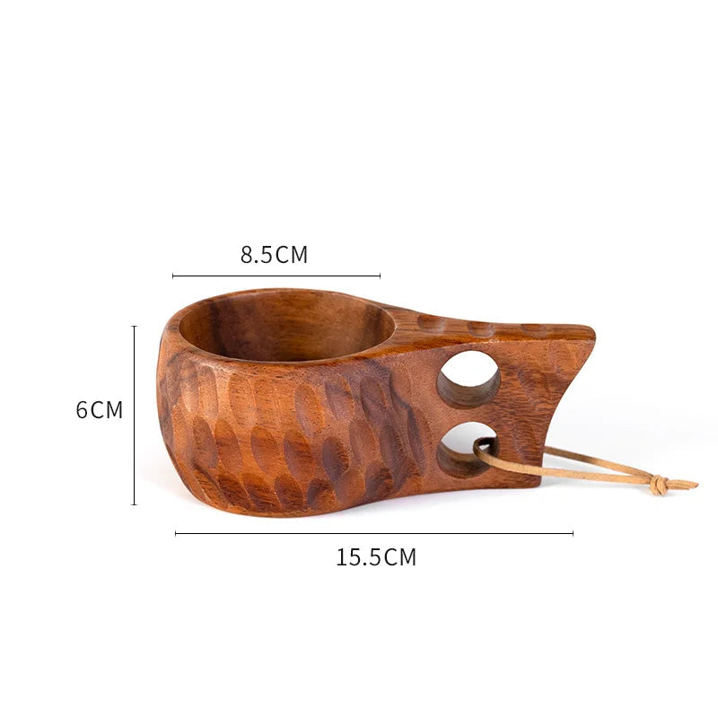 Traditional Norse Wood Carved Mug
