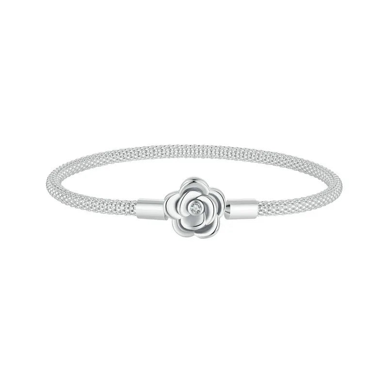 Single Rose of Freyja 925 Sterling Silver Bracelet