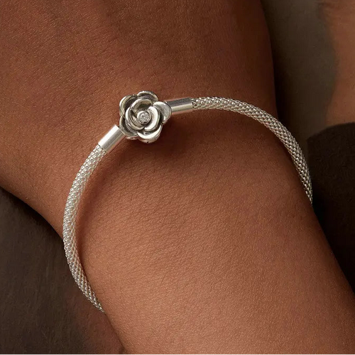 Single Rose of Freyja 925 Sterling Silver Bracelet
