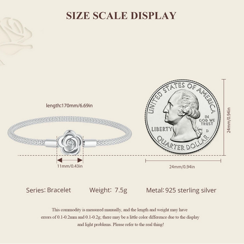 Single Rose of Freyja 925 Sterling Silver Bracelet
